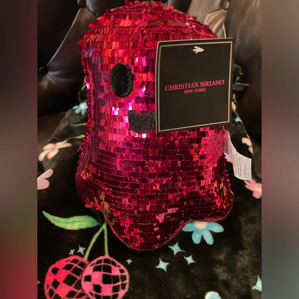 CHRISTIAN SIRIANO NWT Halloween Hot Pink Sequin Plush Weighted Ghost 👻💖🪩